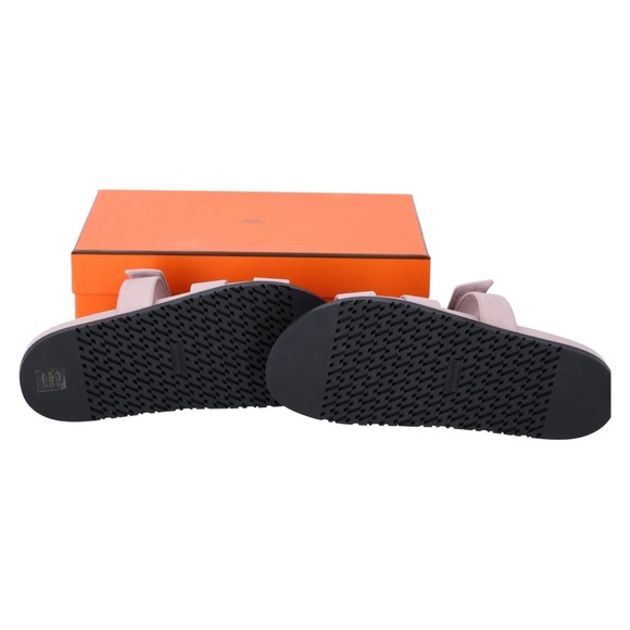 BNIB New Hermes Womens Suede Sandals Chypre Rose Porcelaine Pink - Picture 5 of 5